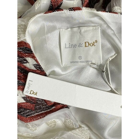 Line & Dot Embroidered Silk Chiffon Maxi Dress SZ M - Picture 5 of 8